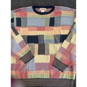 Vintage Travel Smith Men's Color Block Sweater Long Sleeve Size Large
